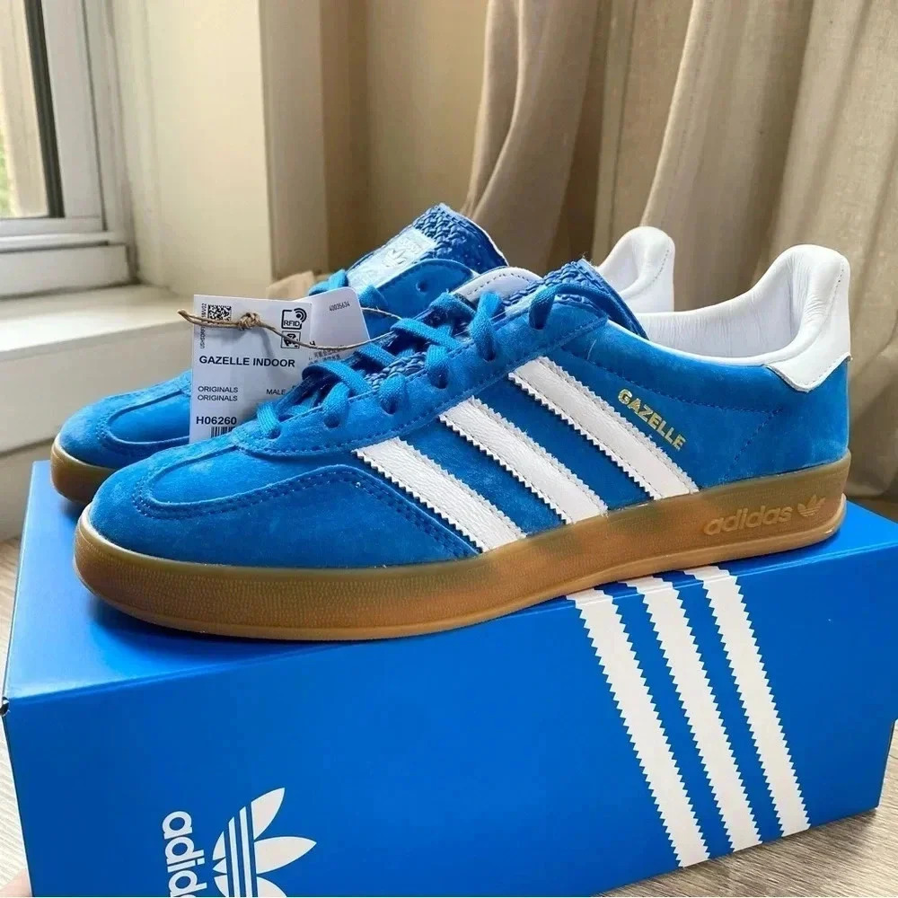 New Adidas Indoor Gazelle Sneakers Cobalt Blue White Gum Womens 7 - Picture 6 of 13